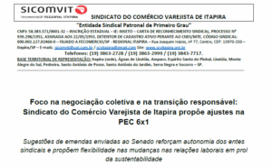 Foco na negociação coletiva e na transição responsável: Sindicato do Comércio Varejista de Itapira propõe ajustes na PEC 6×1